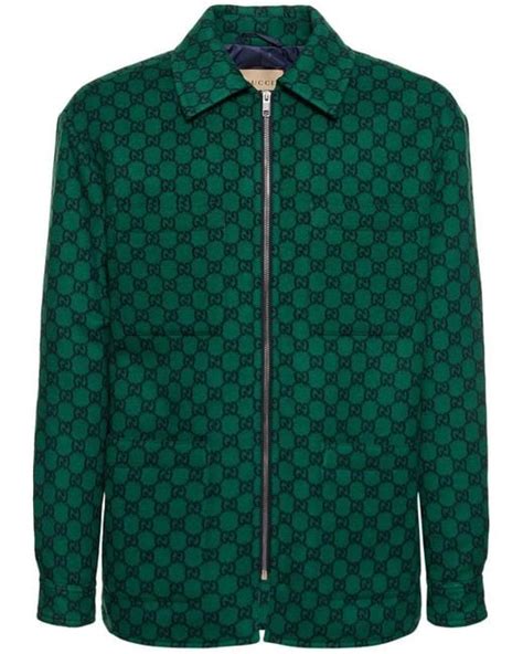 gucci monogrammed padded wool-felt bomber jacket